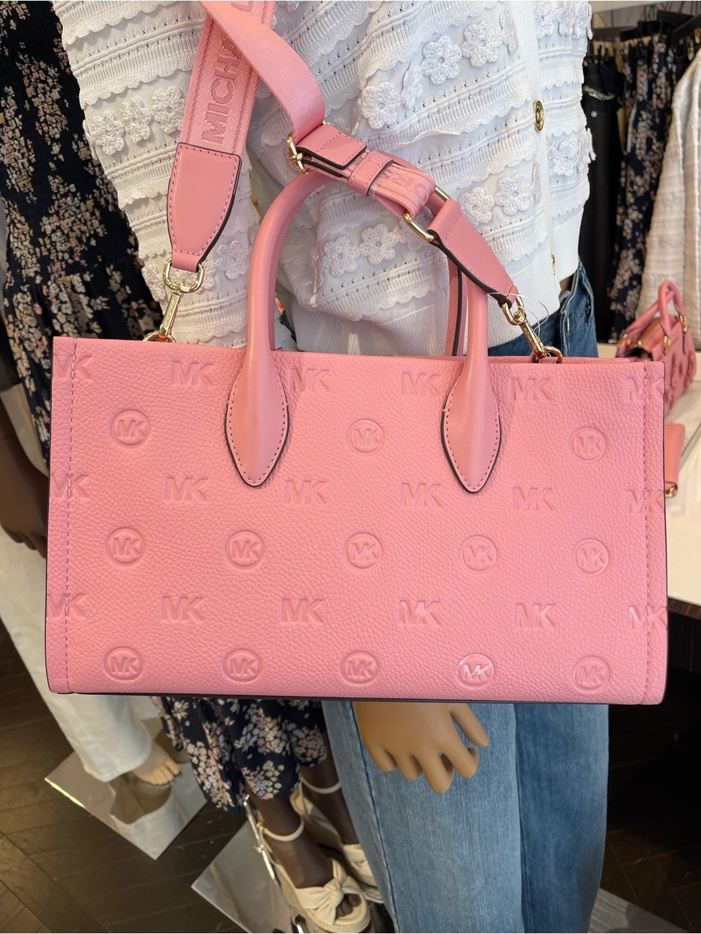 Michael Kors Mirella Md Logo Debossed Satchel Shoulder Tote Handb
Carnation 
NWT - Picture 4 of 16